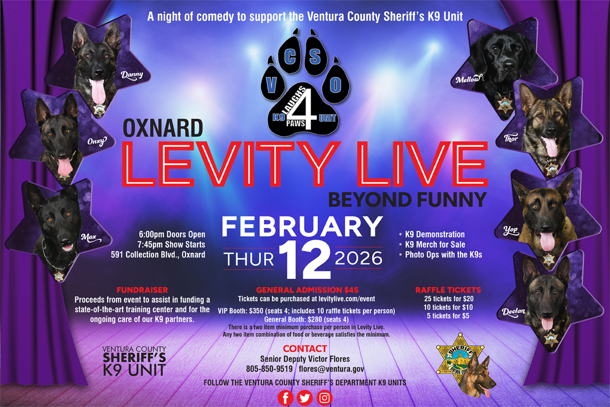 Laughs 4 Paws Fundraiser with the Ventura County Sheriff's K9 Unit