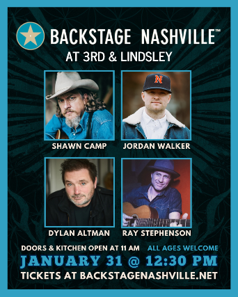 image of BACKSTAGE NASHVILLE! DAYTIME HIT SONGWRITERS SHOW featuring Shawn Camp ,  Jordan Walker ,  Dylan Altman &  Ray Stephenson