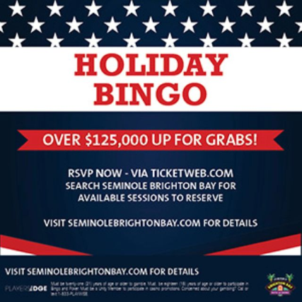 Holiday Bingo Session $125,000 Up for Grabs at Seminole Brighton Bay Hotel & Casino – Okeechobee, FL