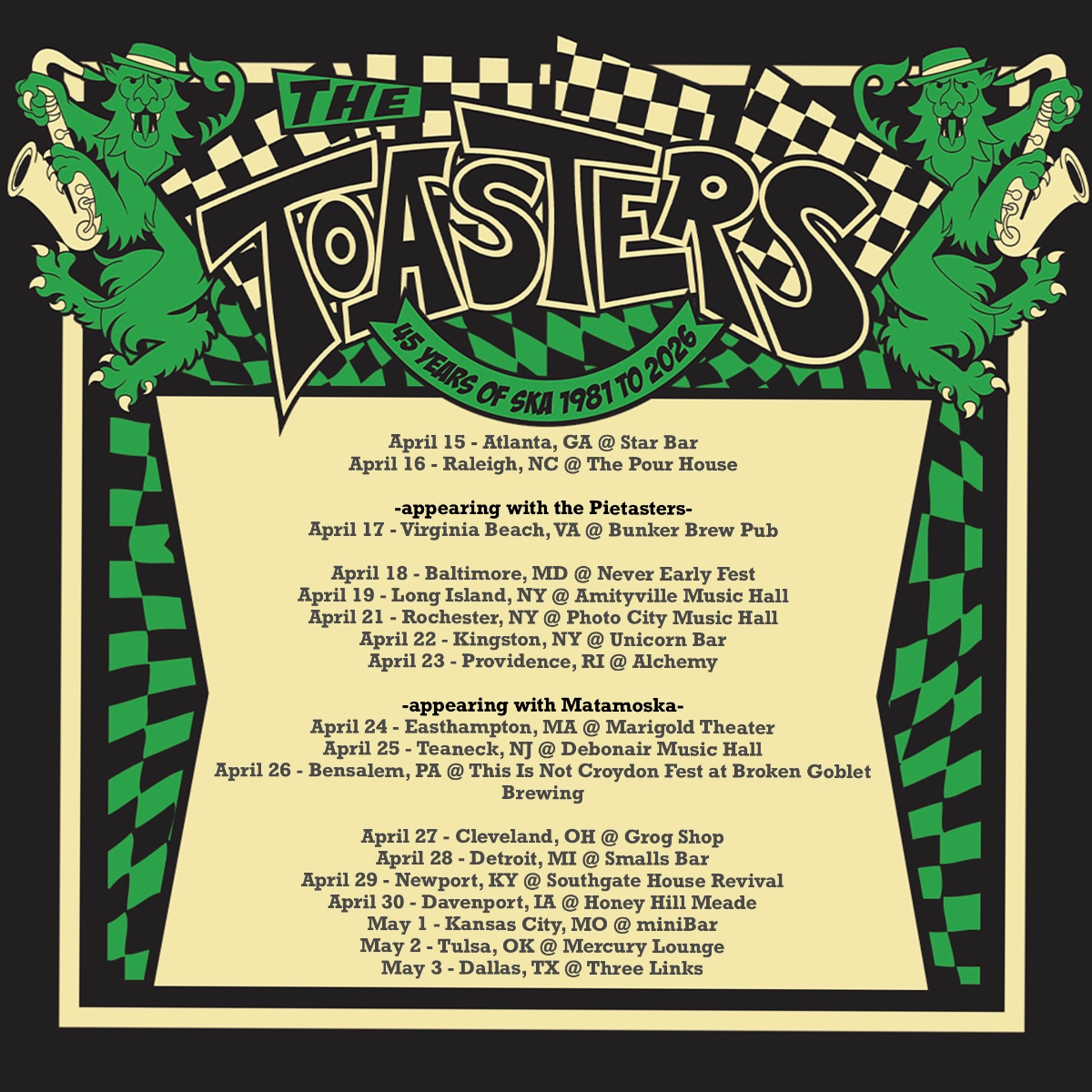 The Toasters 45 Years of Ska wsg The Write Ups and Wipeout