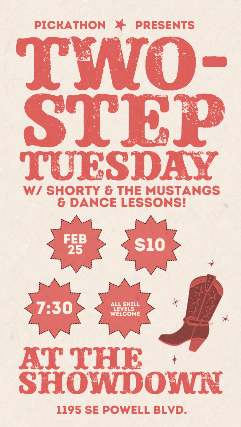 Two-Step Tuesday with Shorty and The Mustangs at The Showdown – Portland, OR