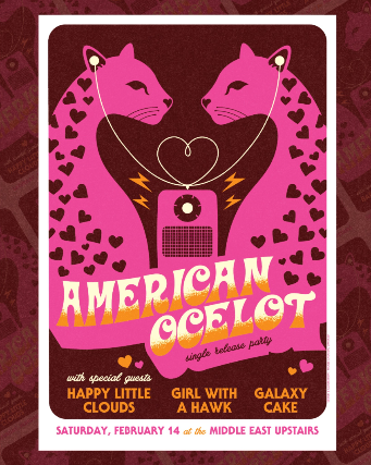 American Ocelot, Happy Little Clouds, Girl With A Hawk, Galaxy Cake at Middle East – Upstairs – Cambridge, MA