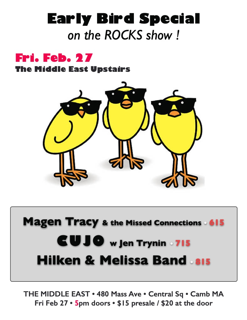 Hilken and Melissa Band, CUJO w/Jen Tryin, Magen Tracy and the Missed Connections