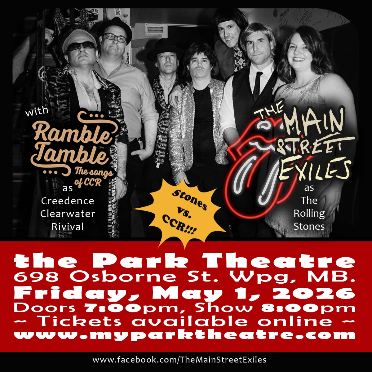 Rolling Stones vs. CCR tribute night!