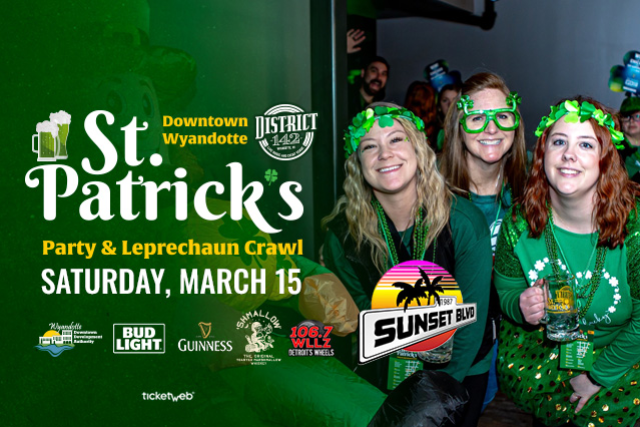 St. Patrick’s Party & Leprechaun Crawl featuring Sunset Blvd at District 142 – Wyandotte, MI