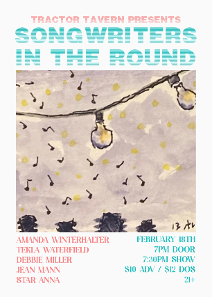 Songwriters Round ft: Amanda Winterhalter, Tekla Waterfield, Debbie Miller, Jean Mann & Star Anna at Tractor – Seattle, WA