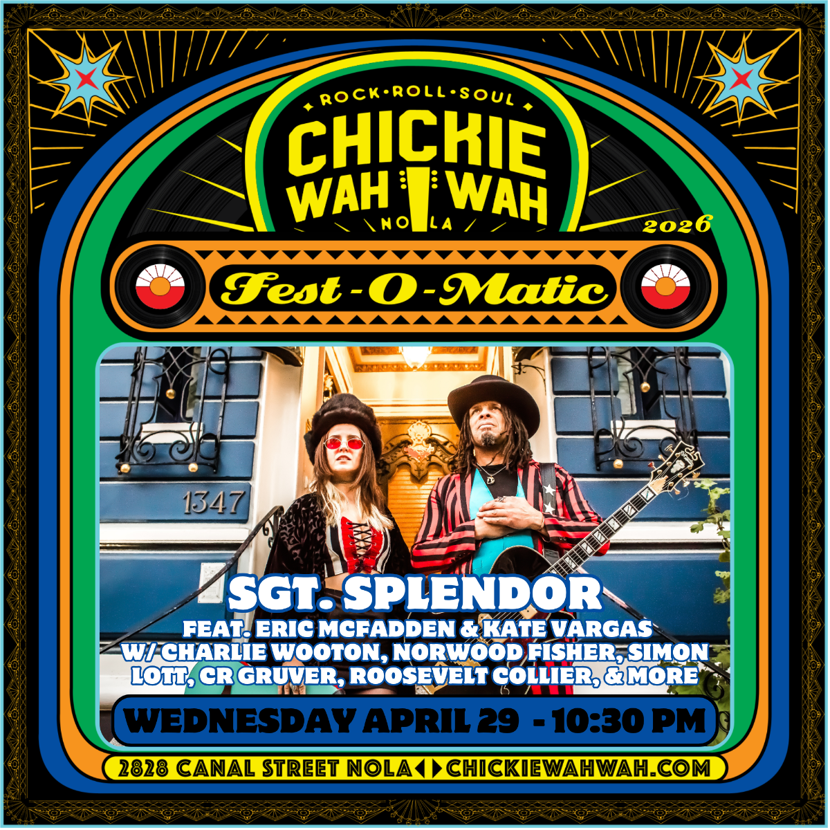 Sgt. Splendor Ft. Eric McFadden & Kate Vargas w/ Charlie Wooton and Simon Lott (Special Guest TBA)