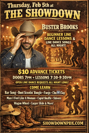 Line Dancing Lessons with DJ Buster Brooks at Showdown Saloon – Portland, OR