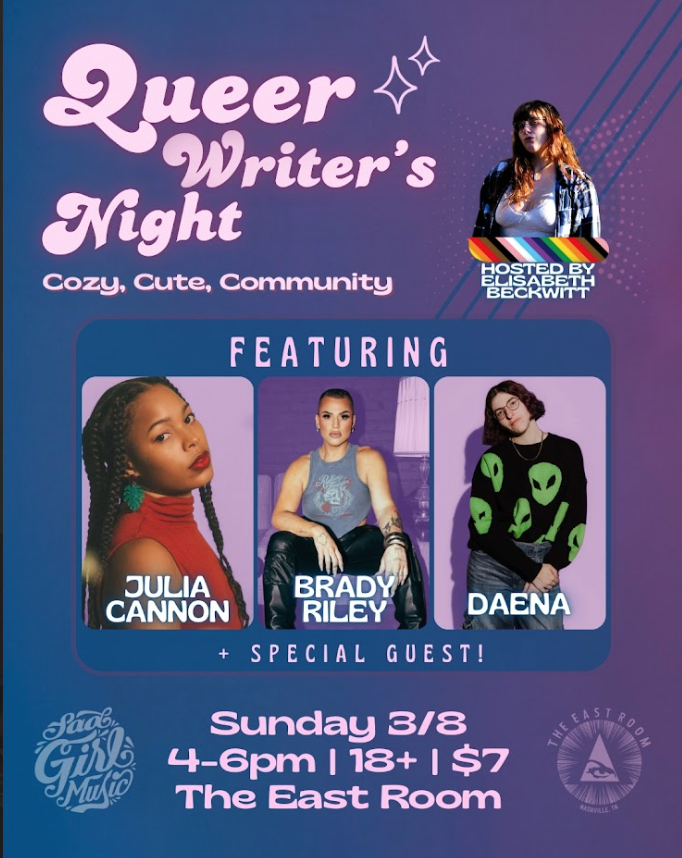 Queer Writer's Night feat: Julia Cannon / Brady Riley / Daena