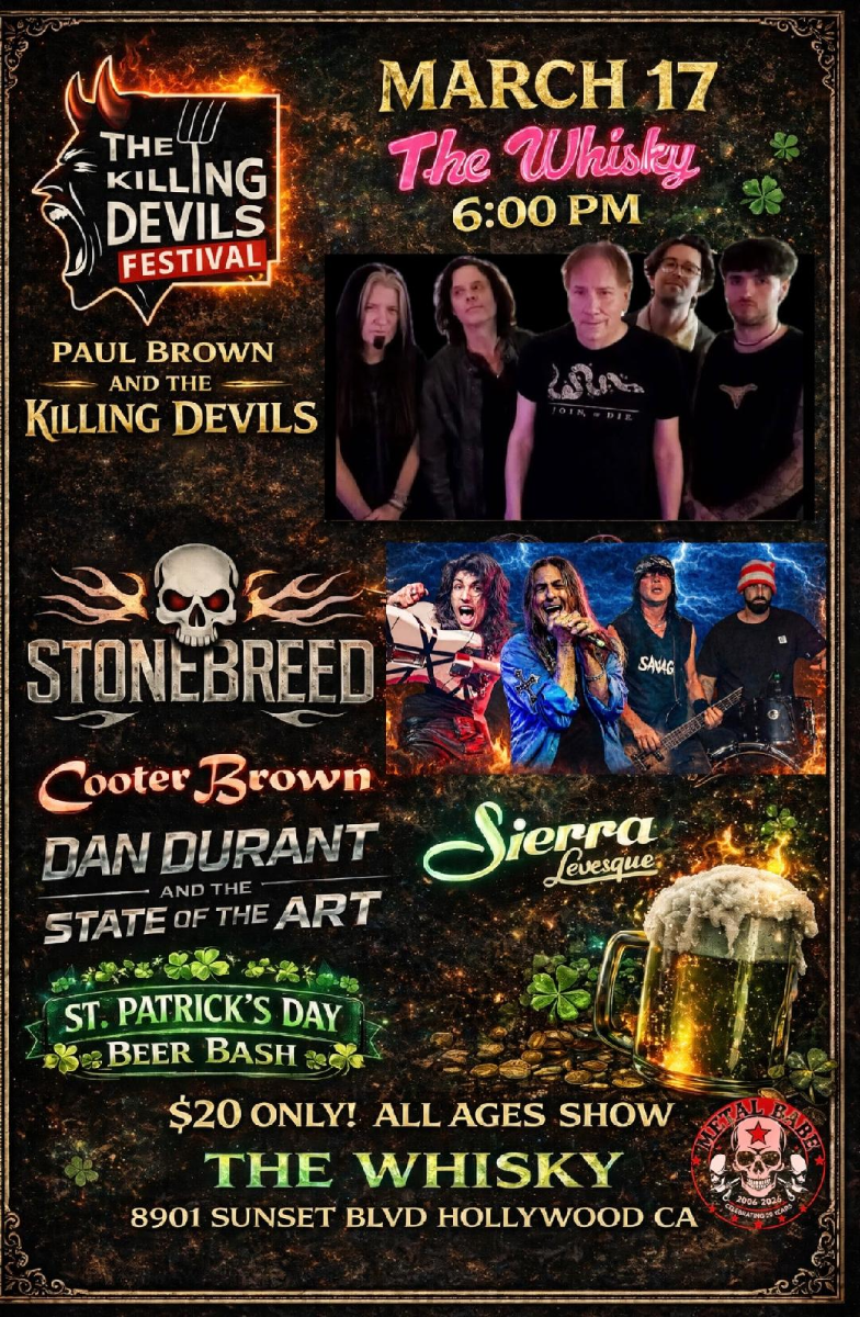 Paul Brown and the Killing Devils , Stonebreed, Cooter Brown, Dan Durant and the State Of The Art, Sierra Levesque