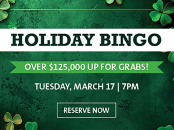 St Patrick's Day Holiday Bingo Session $125,000 Up for Grabs