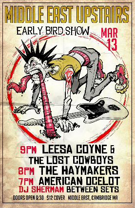 Lonely Leesa & The Lost Cowboys, The Haymakers, American Ocelot, DJ Sherman at Middle East – Upstairs – Cambridge, MA