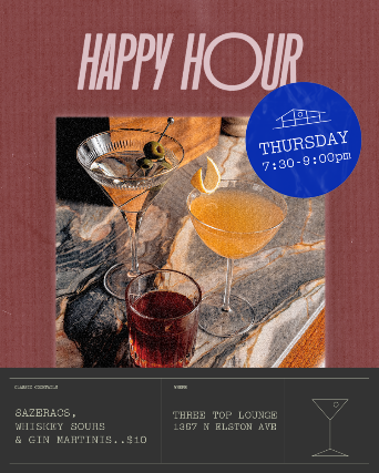 Three Top Happy Hour at Three Top Lounge