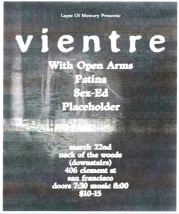 Vientre/ With Open Arms/ Patina/ Sex-Ed/ Placeholder