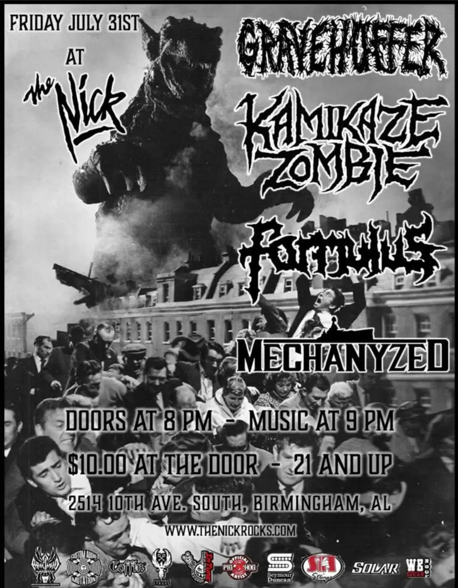 Grave Huffer, Kamikaze Zombie, Formulas, Mechanyzed July 31st at The Nick at The Nick (The Nick Rocks)