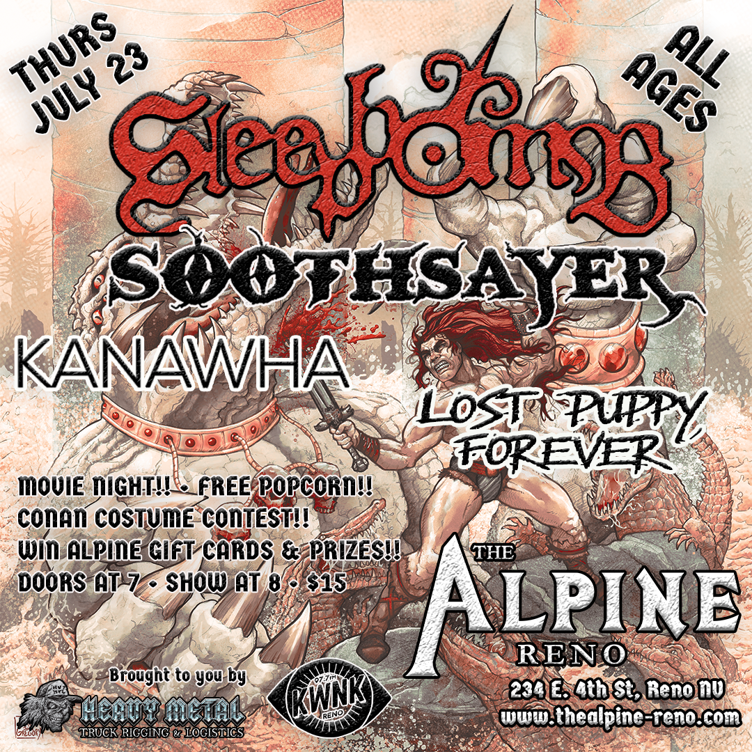 Sleepbomb "Conan the Barbarian" movie night with special guest Soothsayer., Kanawha and Lost Puppy Forever