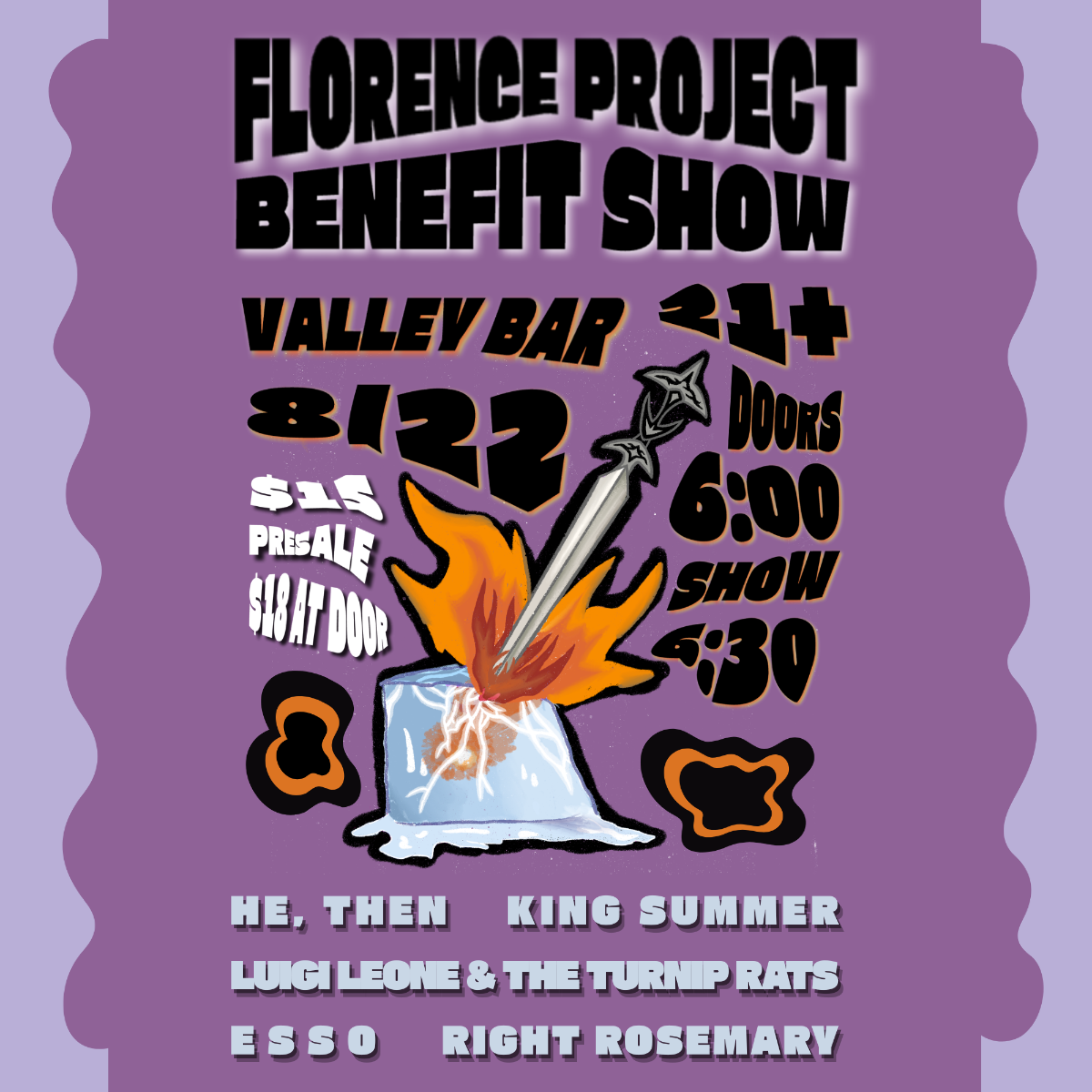 FLORENCE PROJECT BENEFIT SHOW WITH KING SUMMER / ESSO / RIGHT ROSEMARY / LUIGI LEONE / HE, THEN