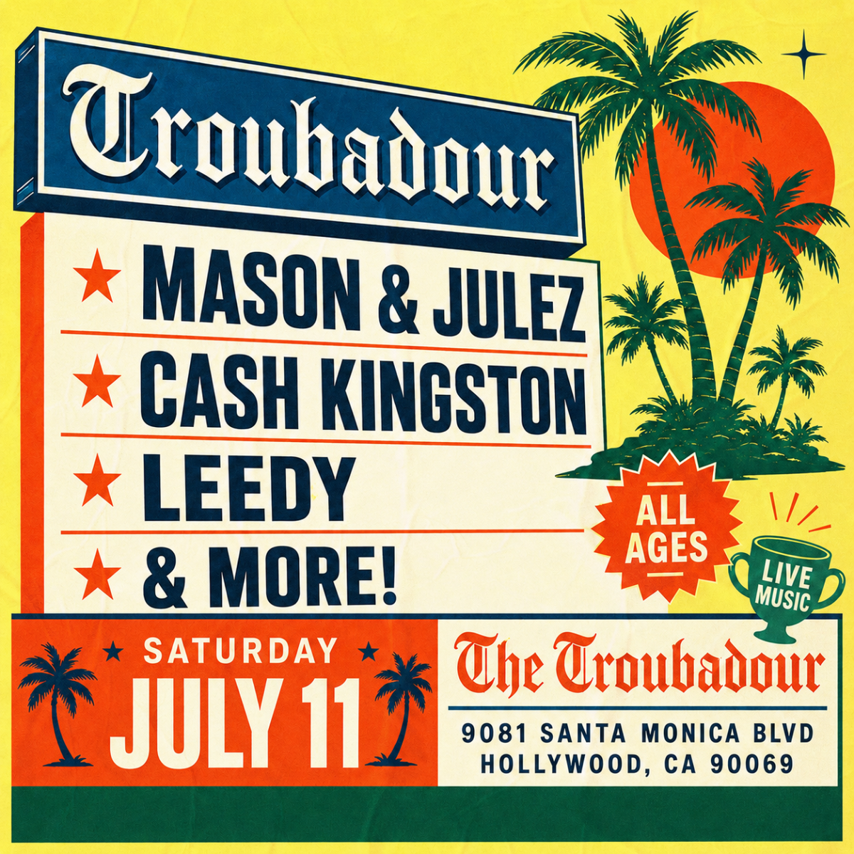 Event image LIVE at The Troubadour (Los Angeles) - 11/07/26