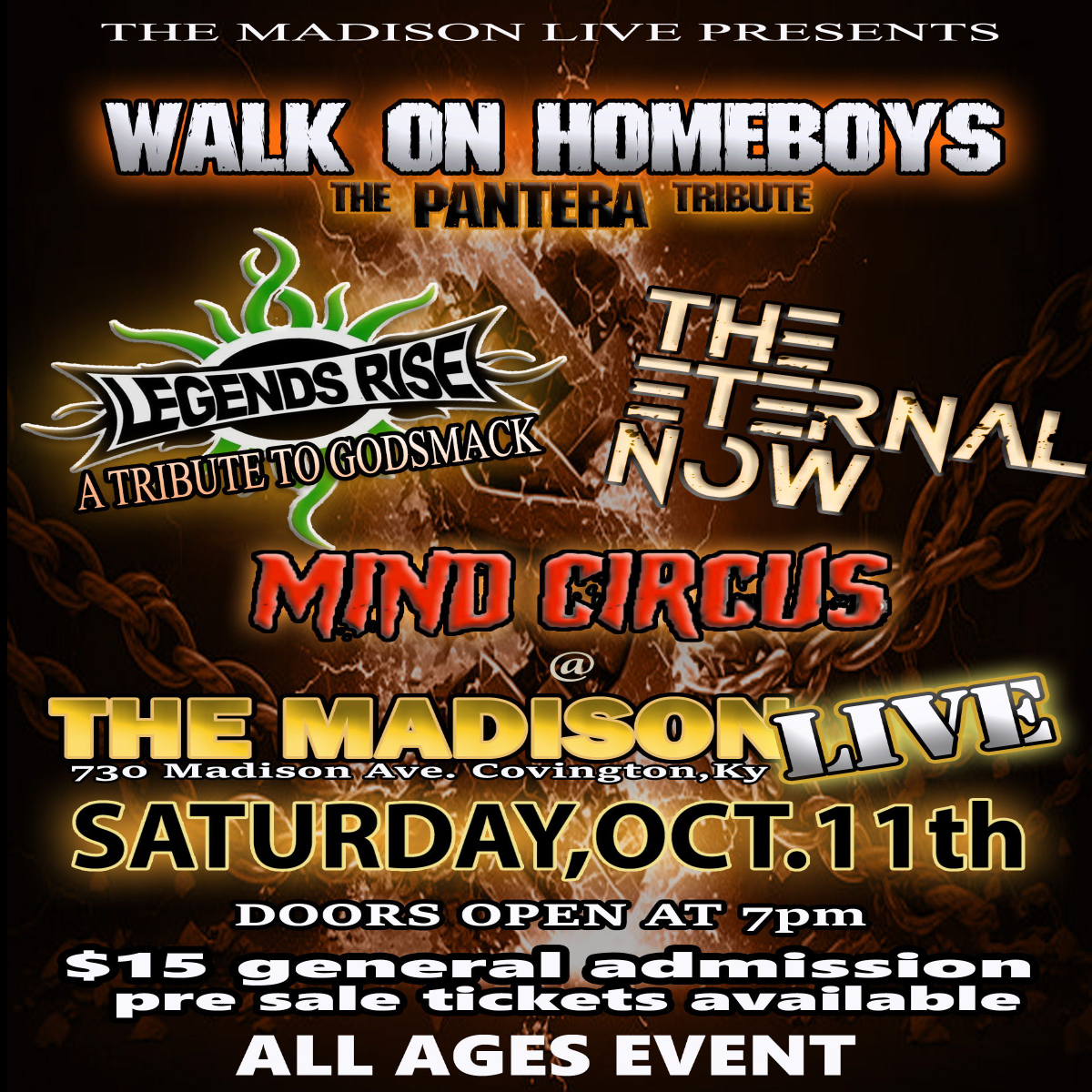 Walk On Homeboys - The PANTERA Tribute, Legends Rise - A Tribute to GODSMACK, The Eternal Now, Mind Circus
