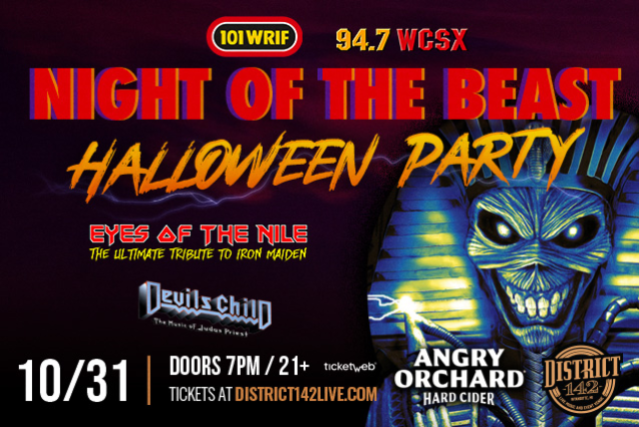 NIGHT OF THE BEAST featuring EYES OF THE NILE (Iron Maiden Tribute) and DEVIL'S CHILD (Judas Priest Tribute) — gig artwork
