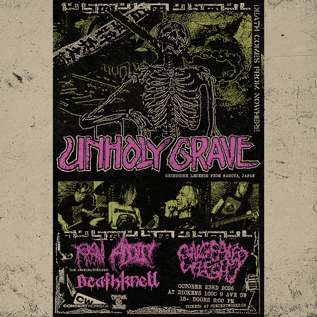 UNHOLY GRAVE w/ RAW ADDICT, CONGEALED FLESH & DEATHKNELL