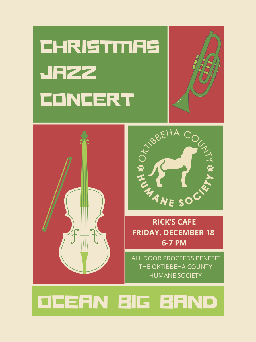 The Ocean Big Band Christmas Jazz Concert: Benefitting the Oktibbeha County Humane Society | Event Image