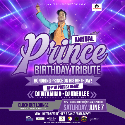 Mizz Tish Productions Presents: Annual Prince Birthday Tribute w/ DJ Vitamin D & DJ Kreole E