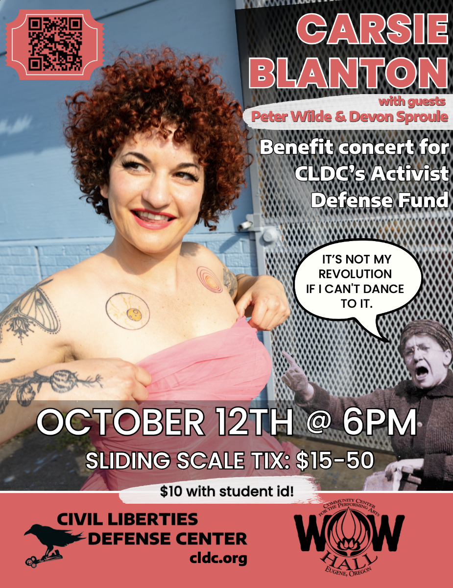 Carsie Blanton: Benefit for Civil Liberties Defense Center