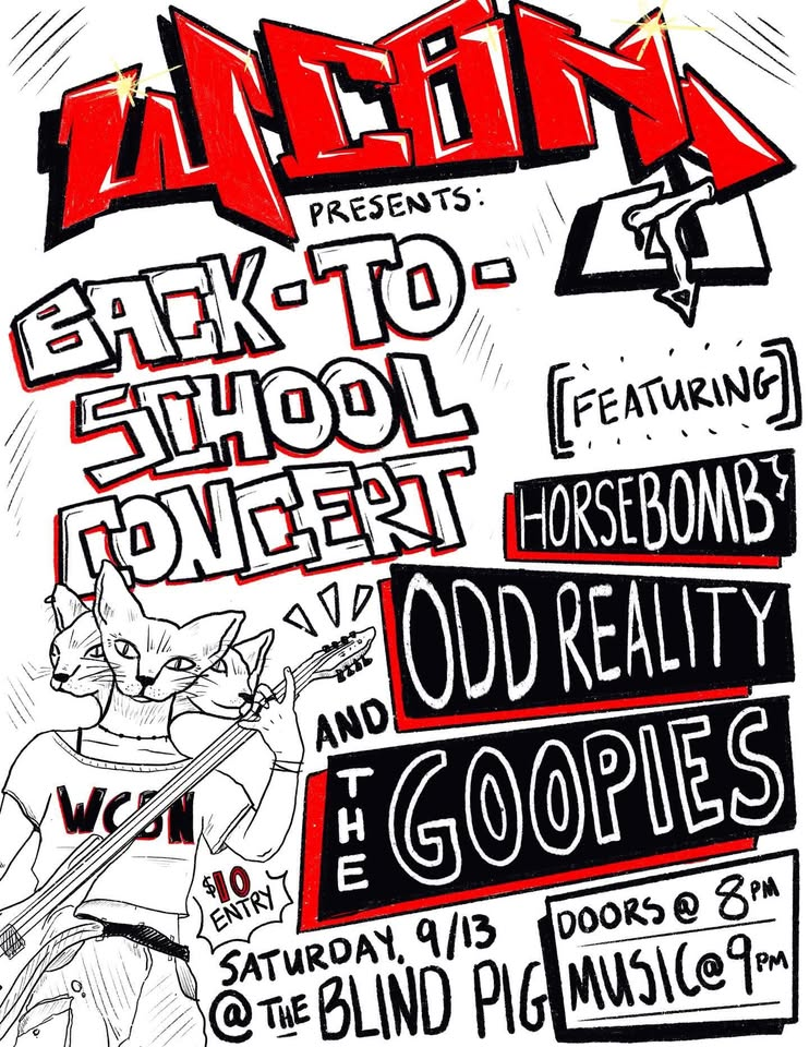 WCBN BACK TO SCHOOL CONCERT, Slippy Cat, Loostones, The Goop...