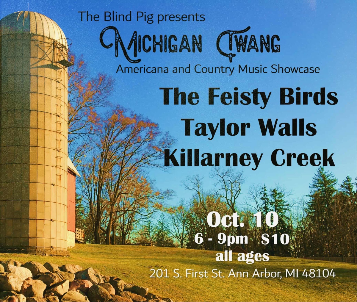 Michigan Twang: Americana & Country Music Showcase, Feisty Birds, Taylor Walls, Killarney Creek