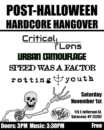 Post-Halloween Hardcore Hangover at The Song & Dance – Syracuse, NY