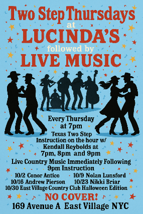Two Step Thursdays + Live Music @ Lucindas! at Lucinda’s – New York, NY