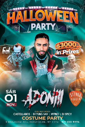 DJ ADONI HALLOWEEN PARTY FREAK SHOW at Stereo Garden – Patchogue, NY