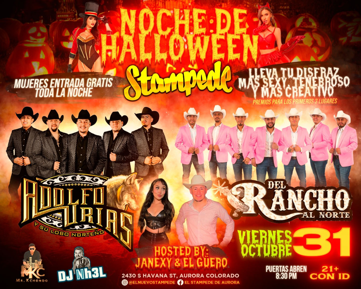 NOCHE DE HALLOWEEN CON ADOLFO URIAS Y DEL RANCHO AL NORTE – Stampede Club, image size:1200x960