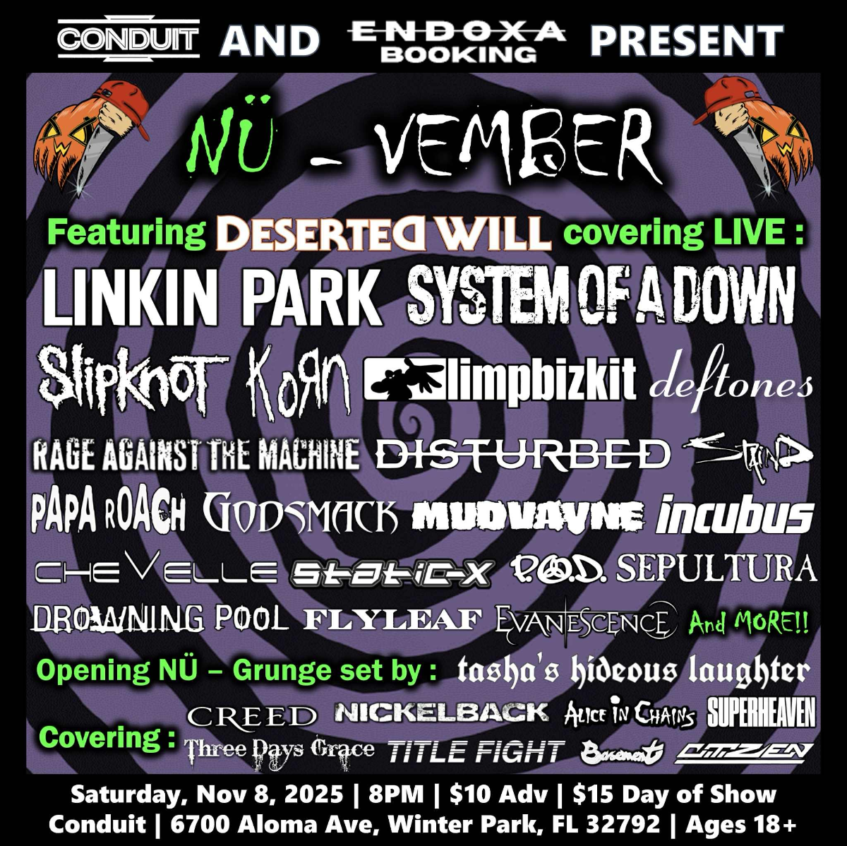 Nu-Vember: A NuMetal Cover Show w/ Deserted Will