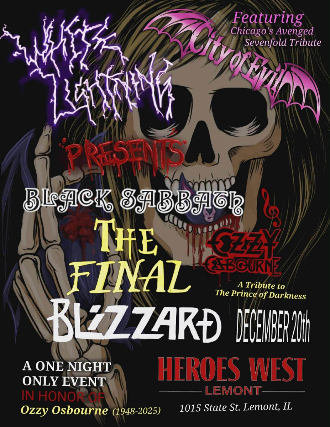 image of OZZY BIRTHDAY SHOW: White Lightning (Ozzy and Sabbath Tribute) & City of Evil (Avenged Sevenfold Tribute) image of OZZY BIRTHDAY SHOW: White Lightning (Ozzy and Sabbath Tribute) & City of Evil (Avenged Sevenfold Tribute)