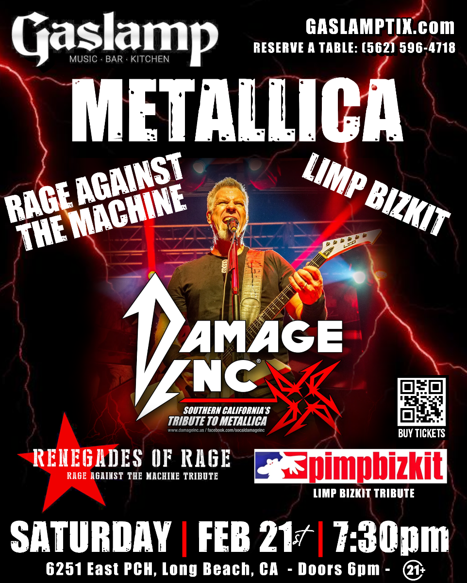 DAMAGE, INC. - Tribute to METALLICA, plus RAGE AGAINST THE MACHINE Tribute RENEGADES OF RAGE and PIMP BIZKIT
