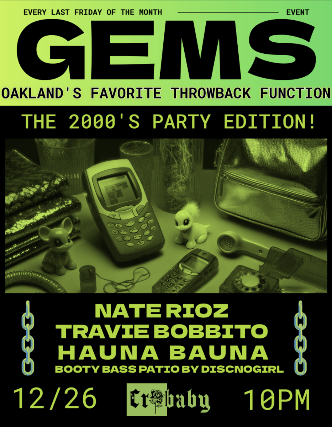 Image of GEMS! The Bay's Best Throwback Party w/ Travis Bobbito + Hauna Bauna & PATIO TAKEOVER by Booty Bass Image of GEMS! The Bay's Best Throwback Party w/ Travis Bobbito + Hauna Bauna & PATIO TAKEOVER by Booty Bass