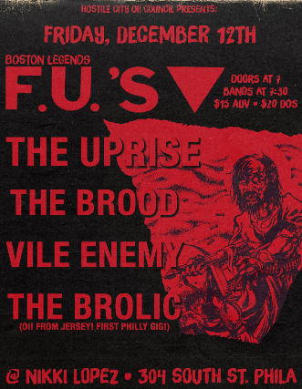 Image of F.U.'s, The Uprise, The Brood, Vile Enemy, The Brolic Image of F.U.'s, The Uprise, The Brood, Vile Enemy, The Brolic