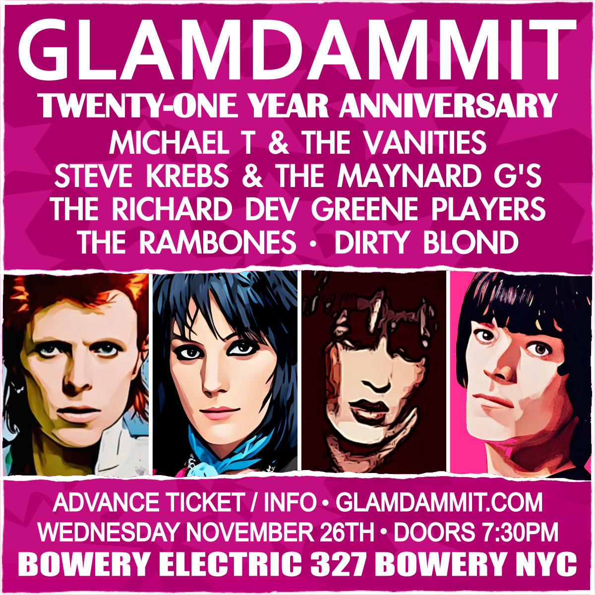 Glamdammit 21 Year Anniversary ft. Michael T & the Vanities • Steve Krebs & the Maynard G's • The Rambones • Dirty Blond