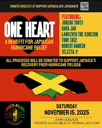 One Heart: A Benefit for Jamaican Hurricane Relief ft. Junior Toots, Kava Jah, Lawgiver The Kingson, Tony Irie, Robert Rankin, Selecta 7 and more!