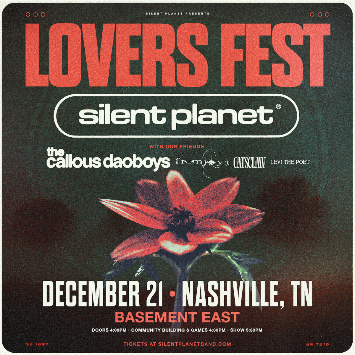 Silent Planet w/ The Callous Daoboys, fromjoy, Catsclaw & Levi The Poet