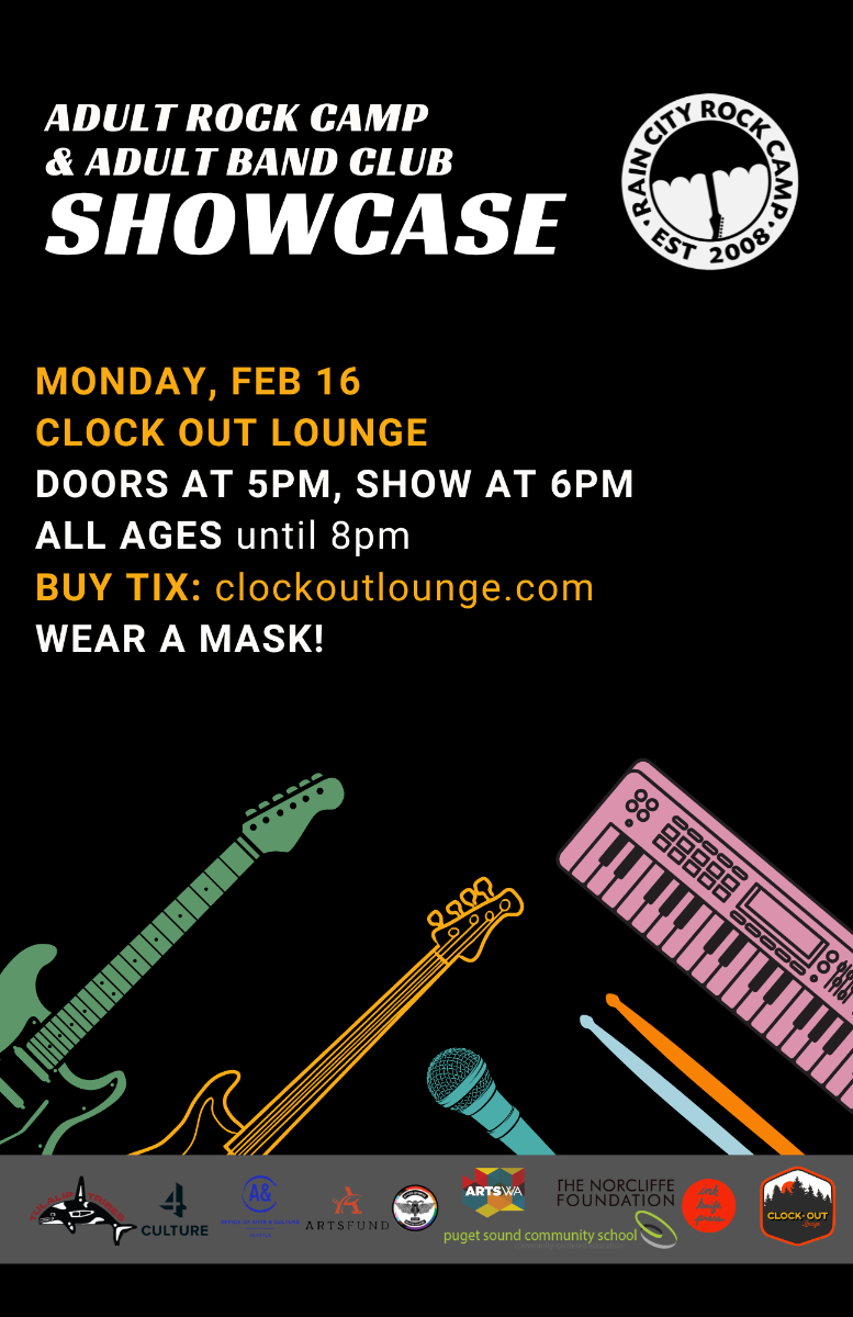 Rain City Rock Camp Presents: Adult Rock Camp & Adult Band Club Showcase