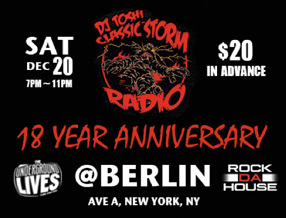 DJ Toshi’s Classic Storm Radio 18th Anniversary at Berlin – New York, NY