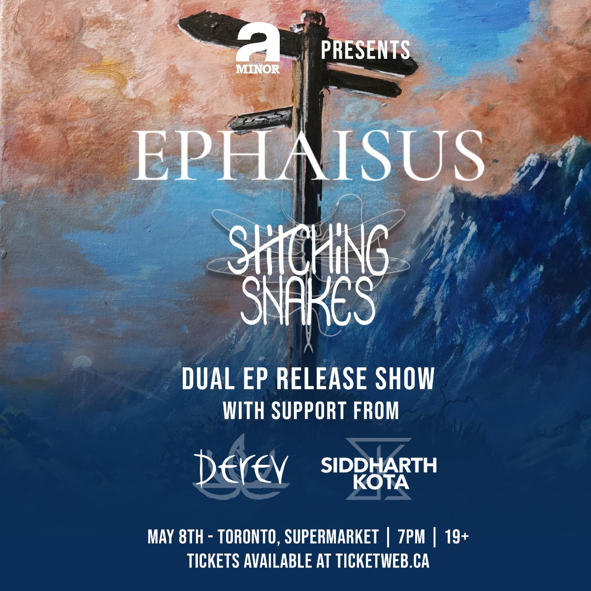Ephaisus & Stitching Snakes Dual EP Release Show w/ Derev & Siddharth Kota