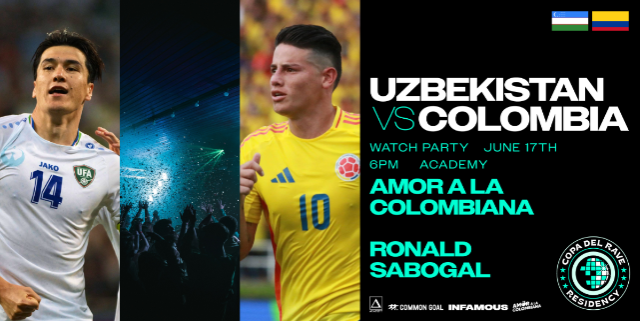 Copa Del Rave Watch Party Watch Party: Uzbekistan vs. Colombia w/ Amor A La Colombiana & Ronald Sabogal