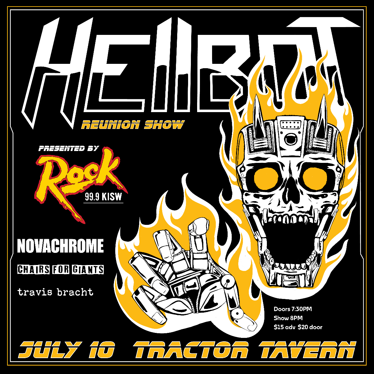 Hellbot Reunion Show w/ Novachrome, Chairs For Giants, Travis Bracht