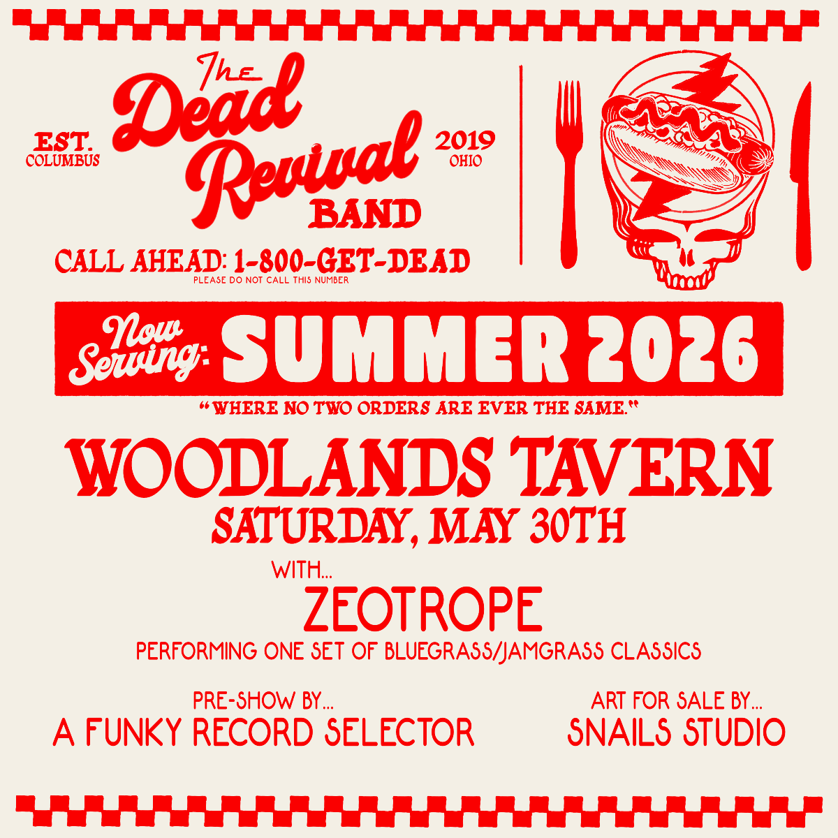 The Dead Revival Band w/ Zeotrope at Woodlands Tavern