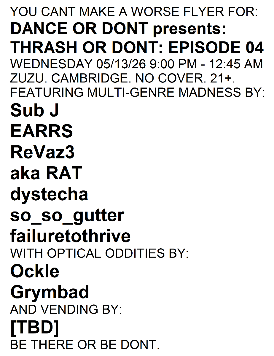 DANCE OR DONT presents: THRASH OR DONT: EPISODE 4 | Event Image