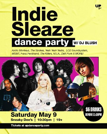 Using concert image Indie Sleaze Dance Party at Sneaky Dee's - May 9 2026 - WIN BECK TICKETS concert image